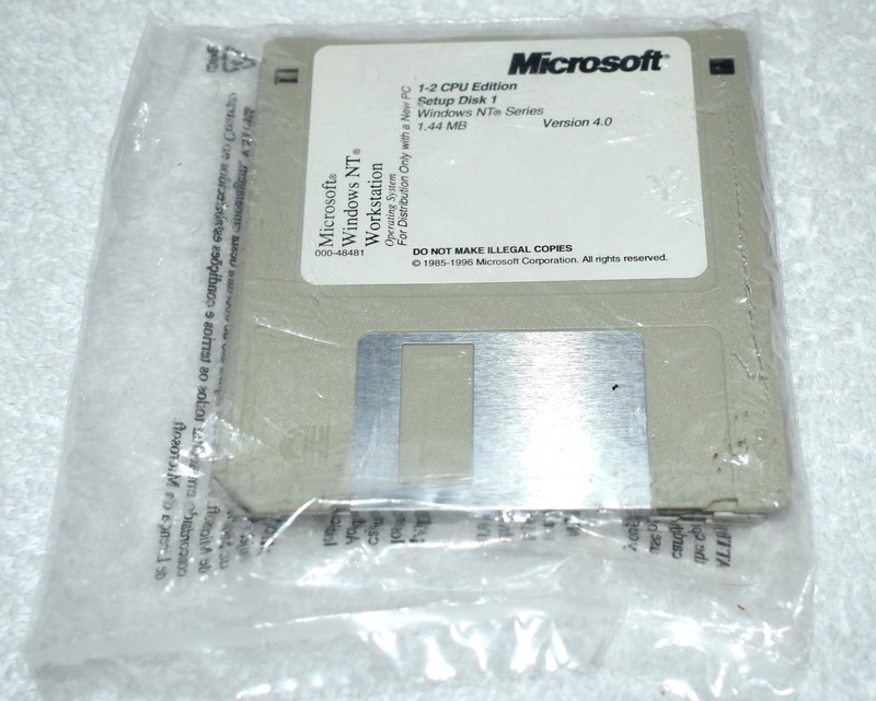 Windows NT 4.0 Workstation 1-2 CPU Edition 3.5″ 3 Floppy Setup Disks SEALED