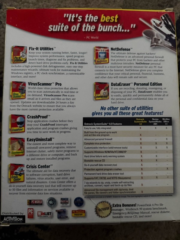 Ontrack SystemSuite 4.0 Windows 95/98/2000/XP/NT, User Guide PC CD Rom, Diskette gallery