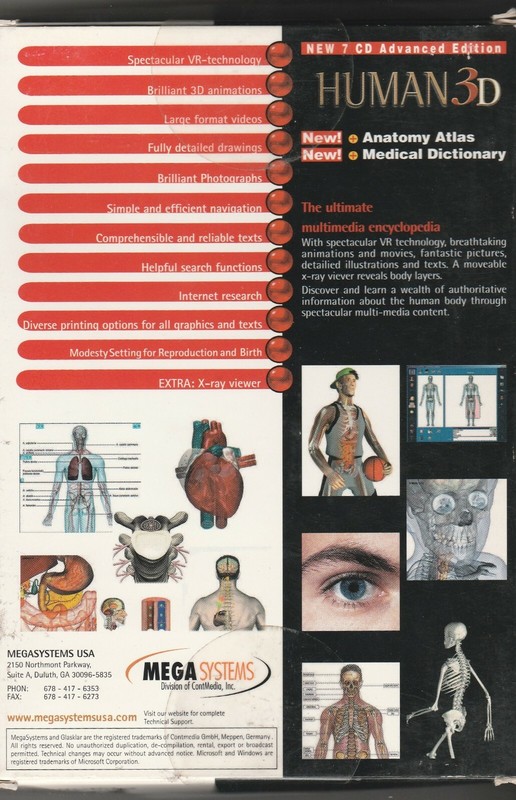 Human 3D CD-ROM by Mega Systems for Windows 98 / 2000 / NT / XP gallery