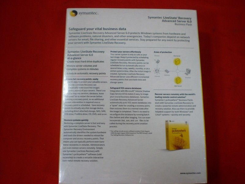 SYMANTEC BACKUP DATA RECOVERY SOFTWARE PC LIVESTATE ADVANCED SERVER V6 1 USER gallery