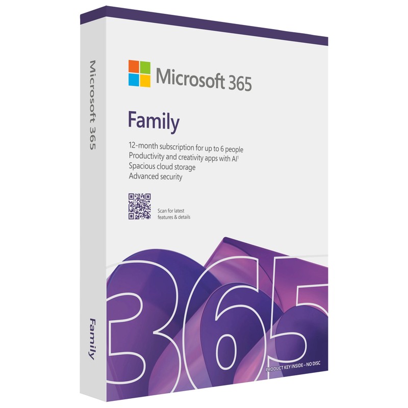 Microsoft 365 Family (Up to 6 people) PC/Mac - 1 Year Subscription License (Box)