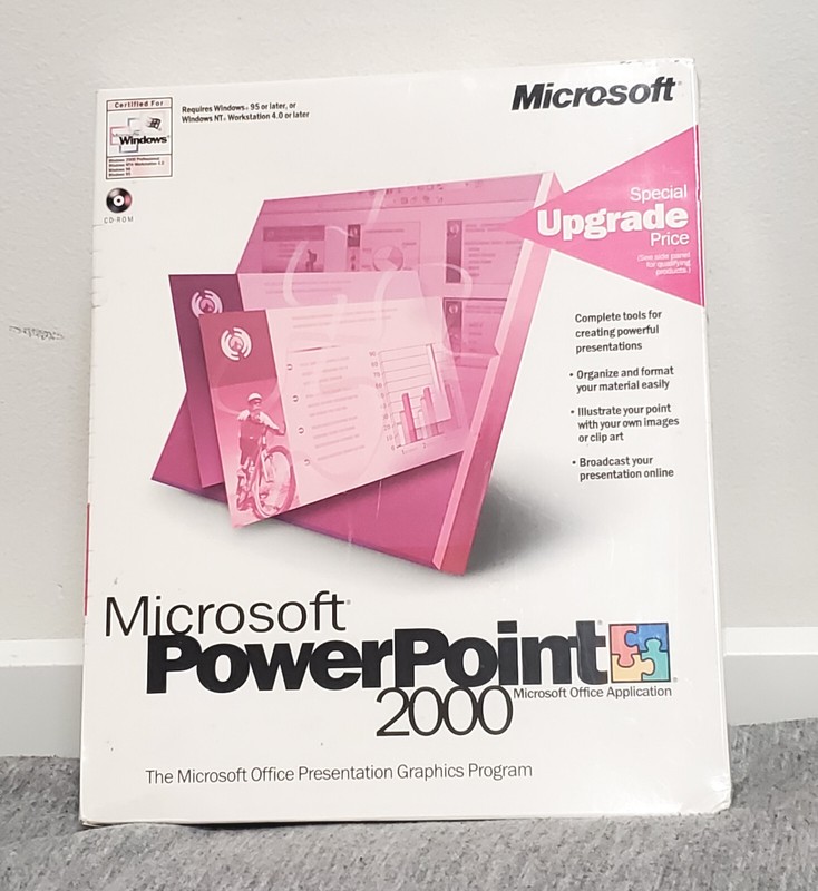 Microsoft PowerPoint 2000 Upgrade – factory sealed big box – vintage