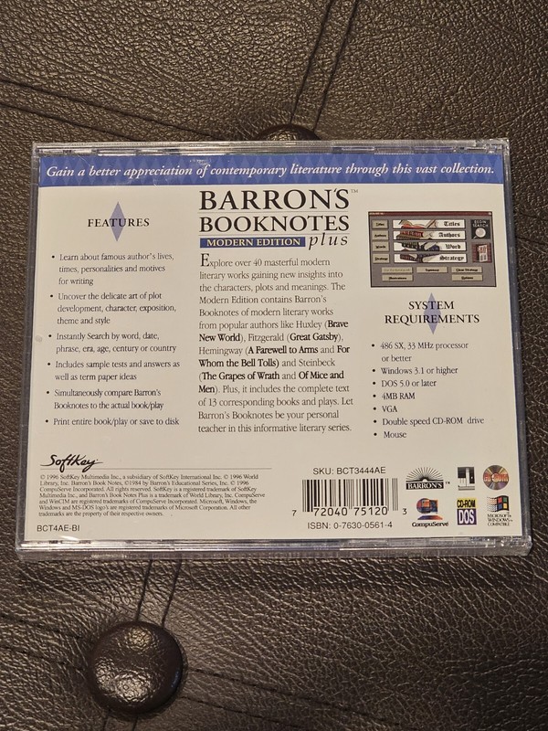 Barron's Booknotes Modern Edition Plus From Softkey, PC CD-ROM, Free Shipping gallery