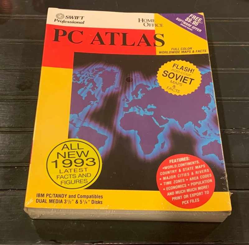 VINTAGE PC ATLAS Swift Professional -3.5″/5.25″ 1991 BIG BOX VERSION -New/sealed