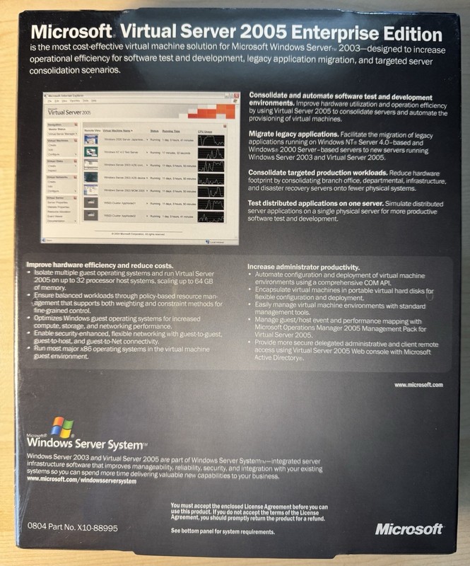 Microsoft Virtual Server 2005 Enterprise Edition Full Version Shrink Wrap gallery