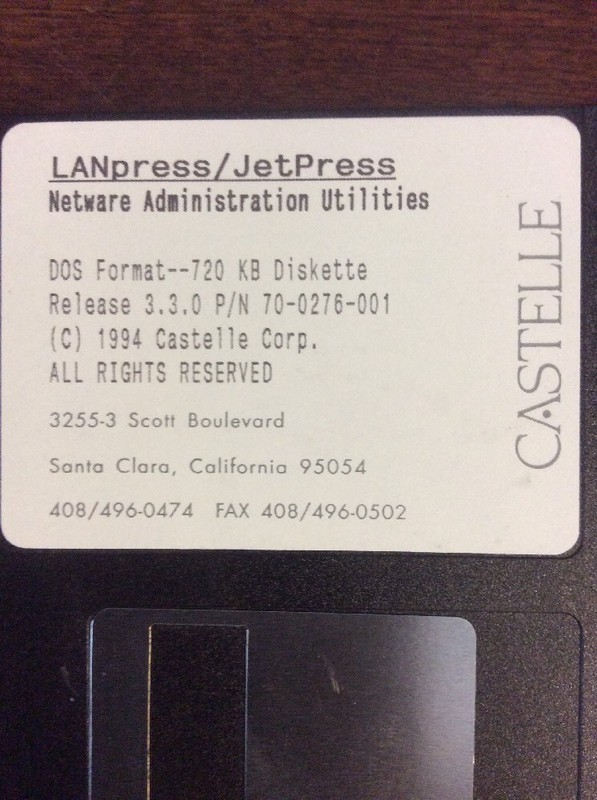Castelle Landpress Jetpress UNIX Administration Utilities Ver 3.3.0 3.5" Floppy gallery
