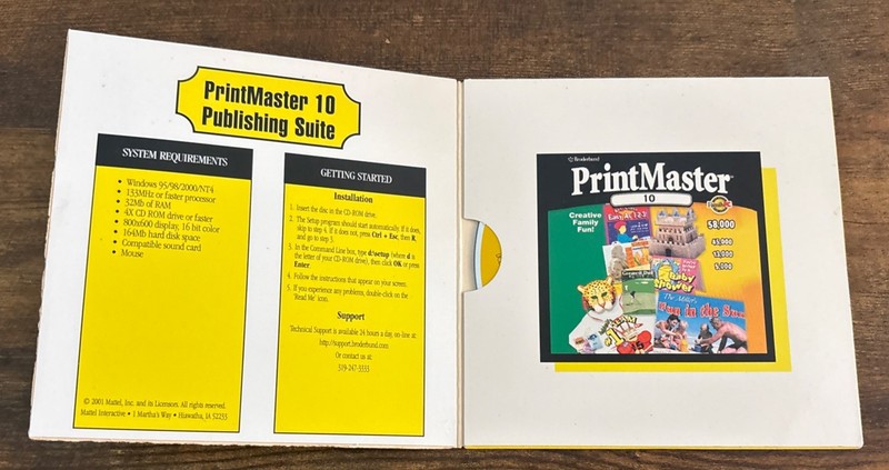 Vintage 2001 Broderbund Print Master 10 Publishing Suite CD-ROM Mattel gallery