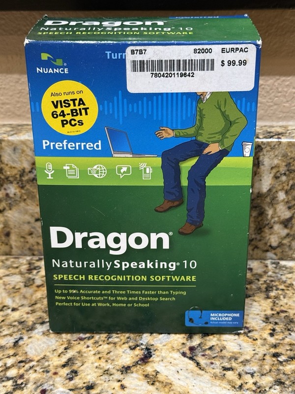 Dragon Natural Speaking 10 Mic CD Headset Voice Recognition USB NEW Sealed