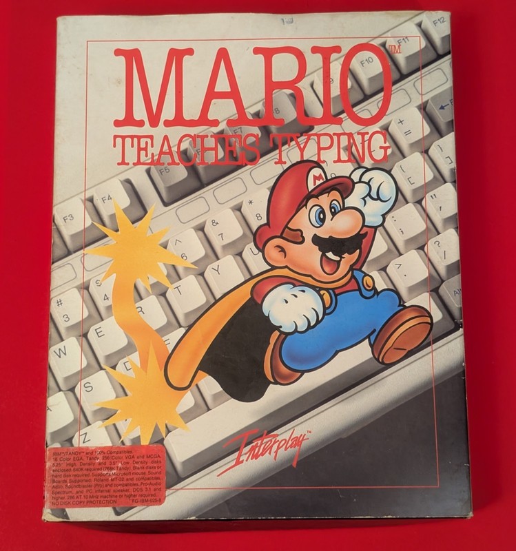 Mario Teaches Typing - 1992 Interplay - PC Tandy 1990s Vtg Computer Game - *Read gallery