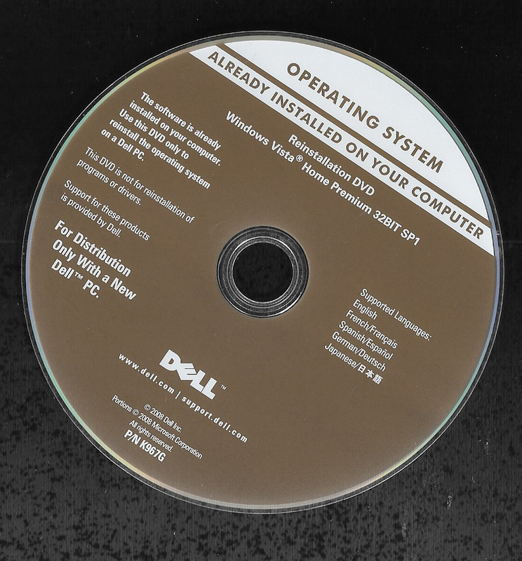 Dell Reinstallation CD Vista Home Service Pack 1 32 Bit