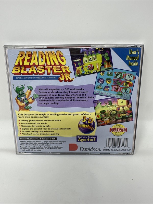 Reading Blaster Jr PC CD teaches hear phonetic sounds learn to read phonics game gallery
