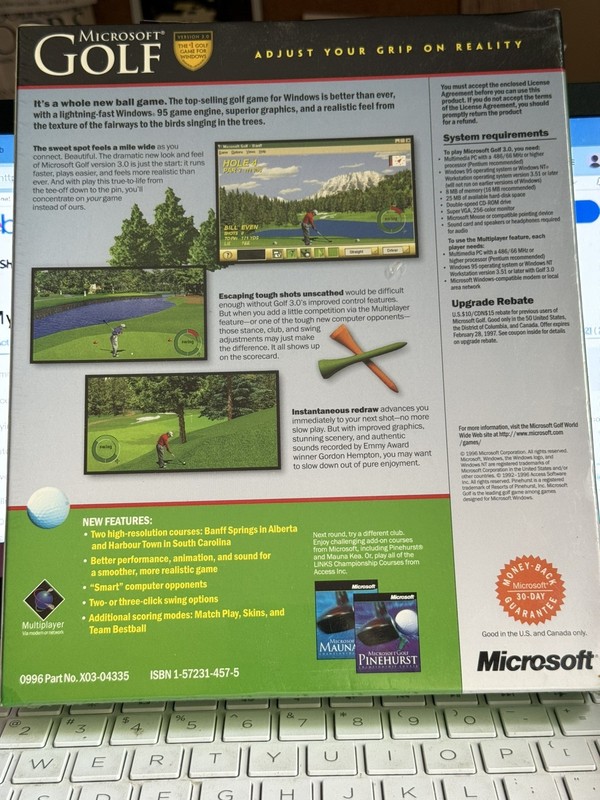 Microsoft Golf Version 3.0 (1996) PC CD-ROM -Vintage Computer Game- NIB-SEALED gallery