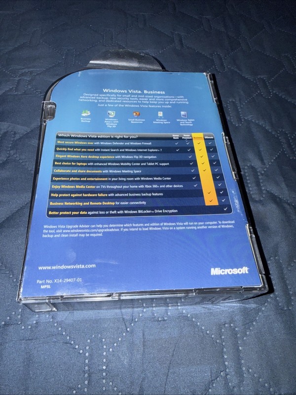 Microsoft Windows Vista Business SP1 DVD w/ Product Key Complete Retail CIB gallery