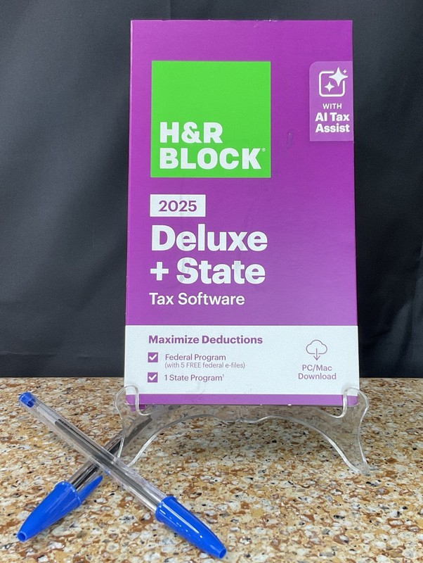 H&R Block 2025 Deluxe + State Tax Software Key Card PC/Mac