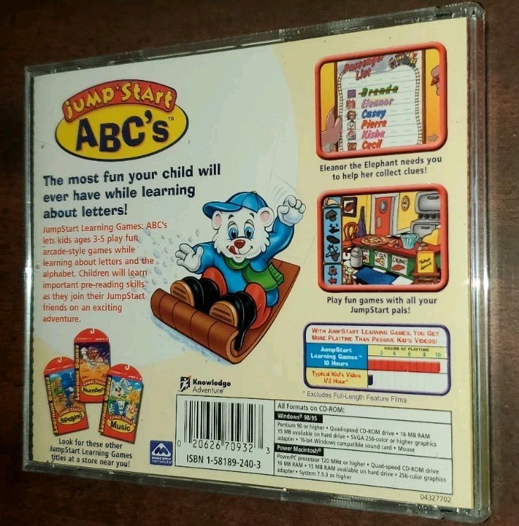JumpStart ABC's Kids Learn Alphabet Letters Pre-reading Cd-Rom 1998 Win98 Mac gallery