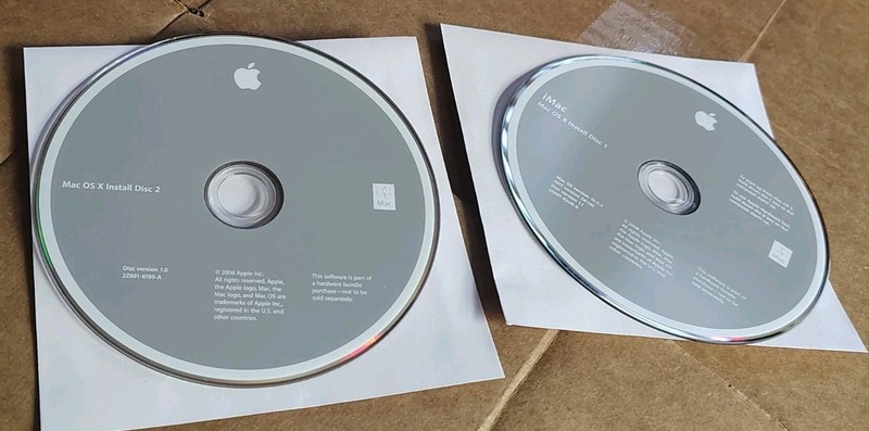 Original iMac OS X Install Discs 10.5.2 Apple pn 2Z691-6208 & 2Z691-6195- A Mac