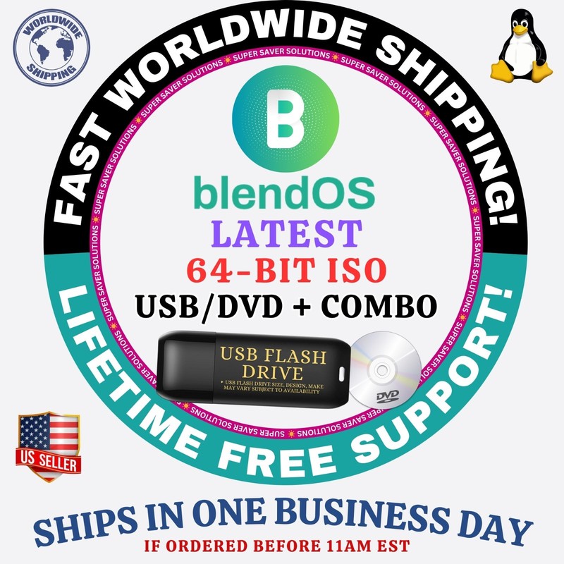 BlendOS Linux OS - LATEST VERSION - USB / LIVE DVD MAC, PC