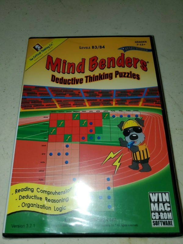 Critical Thinking MIND BENDERS Deductive Thinking Puzzles (CD-ROM) NEW & Sealed