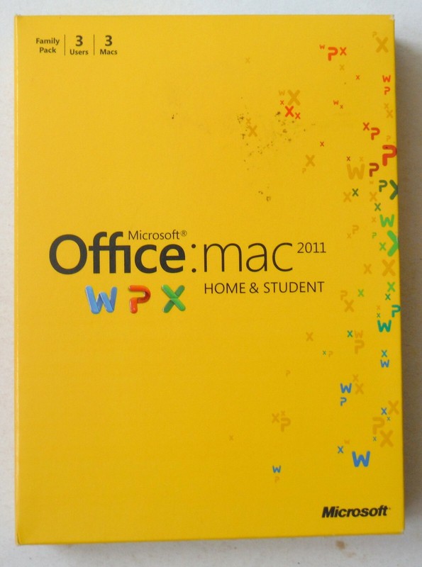 Vintage Microsoft Office Mac 2011 WPX Home & Student Family Pack 3 Users D7284