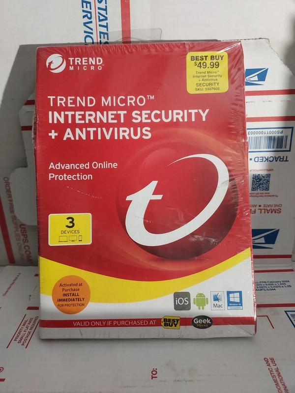 Trend Micro Internet Security + Antivirus 3 Devices Brand New Sealed – #139