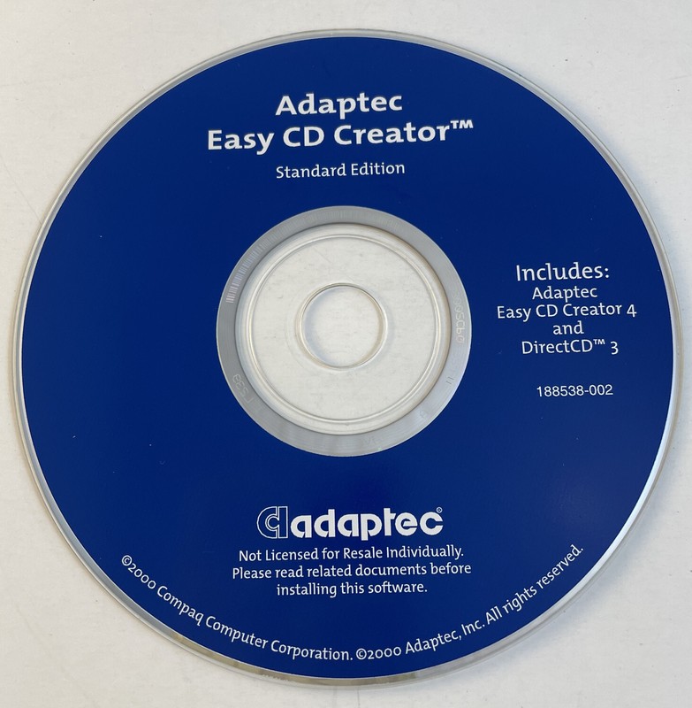 Adaptec Easy CD Creator 4 Standard Edition & Direct CD 3 Installation Disc Burn