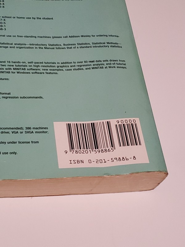 THE STUDENT EDITION OF MINITAB For WINDOWS Statistical Software 3.5 Floppy Book gallery