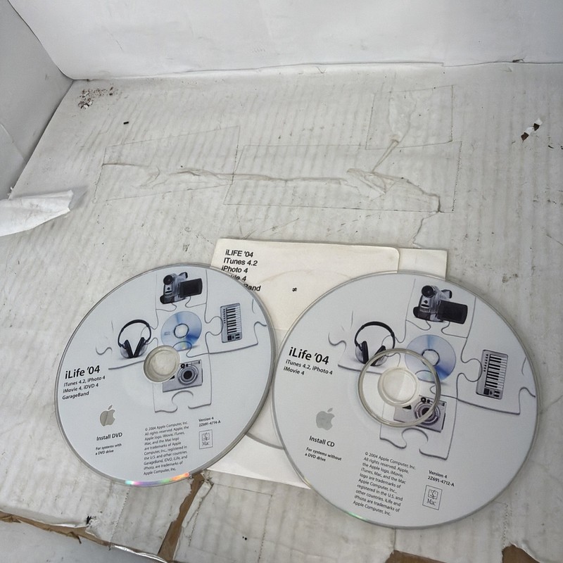 Mac Software 2004 iLife 04 iPhoto 4 iMovie 4 iTunes 4.2 Install CD & DVD Only