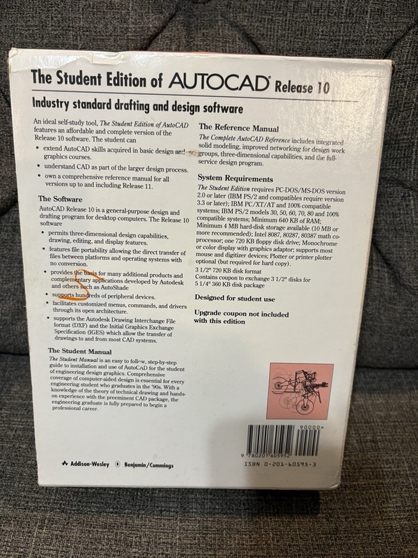 AUTODESK AUTOCAD Release 10, Manual, Guides, 3.5" Floppy Disks, Original Box gallery