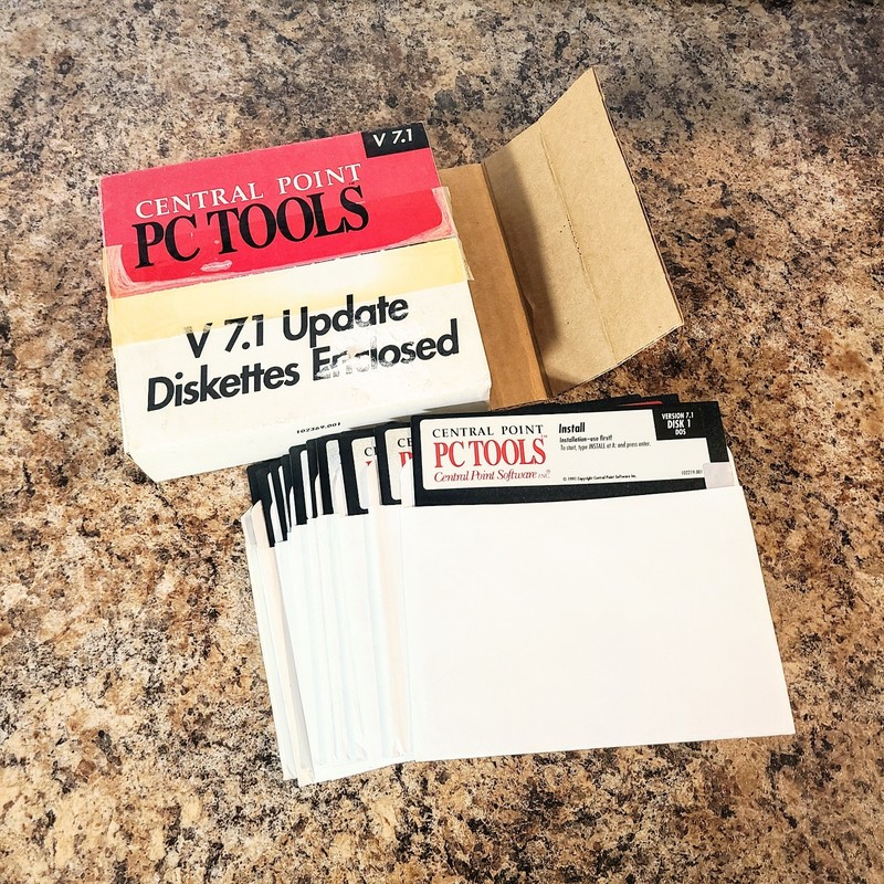 1991 Central Point PC Tools, 5" Floppy Diskettes, DOS Disks, 17 Disks In All gallery