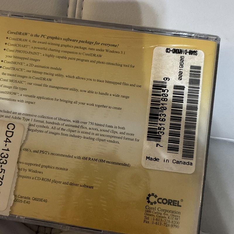 SEALED Corel DRAW! 4 OEM Graphics Software CD-ROM New Vintage Nos Draw And More gallery
