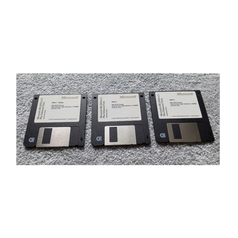 Microsoft MS-DOS 6.21 Plus Enhanced Tools 3.5″ Floppy Disk Set of 3 (Untested)