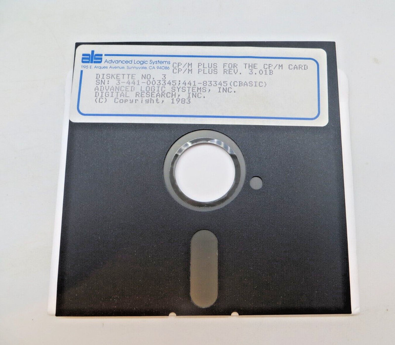 CP/M PLUS REV. 3.01B 5.25" Floppy Disk 1983 Advanced Logic Systems Inc. #4039 gallery