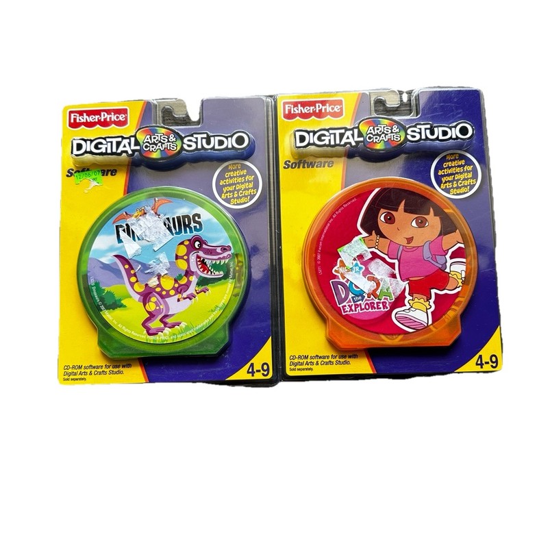 Vintage Fisher-Price Digital Studio CDs Dora L5271 & Dinosaurs L5270 Lot