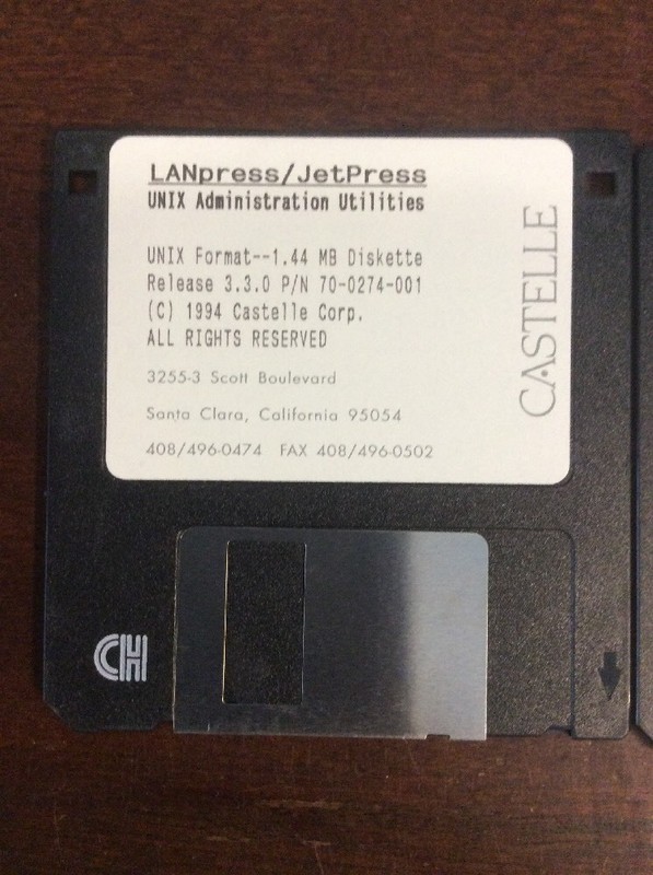 Castelle Landpress Jetpress UNIX Administration Utilities Ver 3.3.0 3.5" Floppy gallery