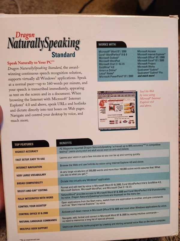💥 Vtg 90s Dragon Naturally Speaking Standard Version 4 (PC) Win 95 CD-ROM gallery