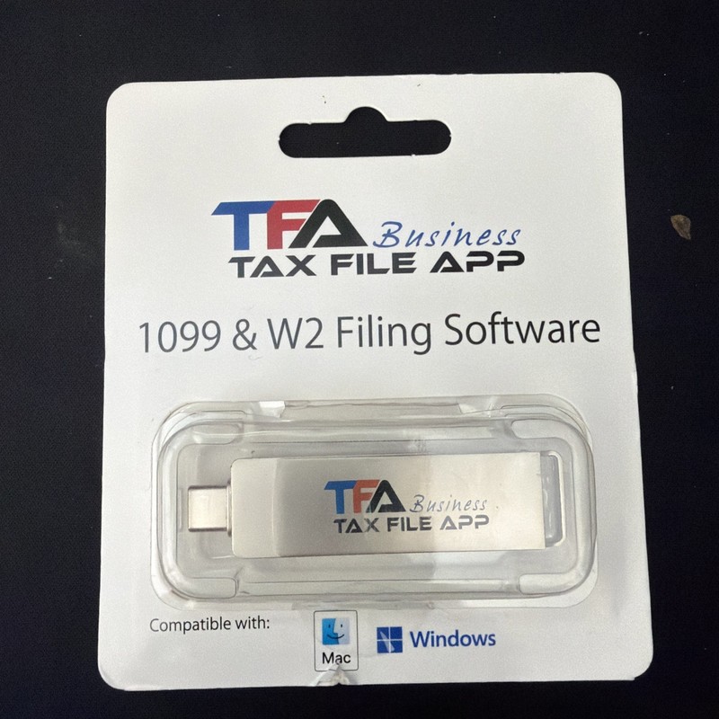 TFA Business Tax File App 1099 & W2 Filing Software Comp W/ Mac For Windows