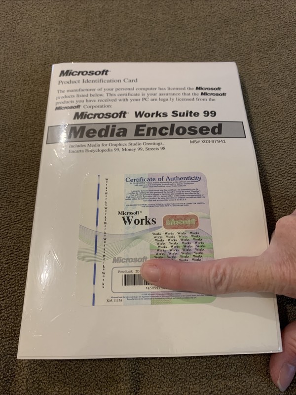 Microsoft Works Suite 99 With Product ID Key NEW And Sealed (MG)