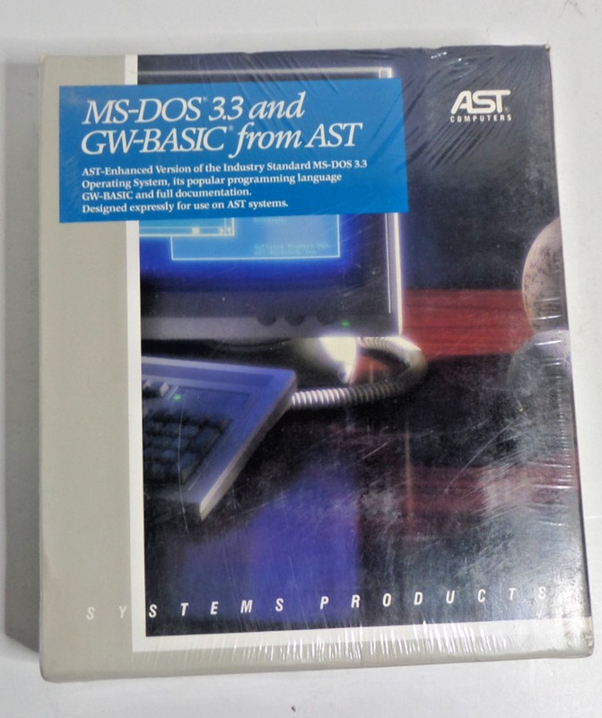MS-DOS 3.3 and GW-BASIC from AST 5.25″ disks factory sealed vintage