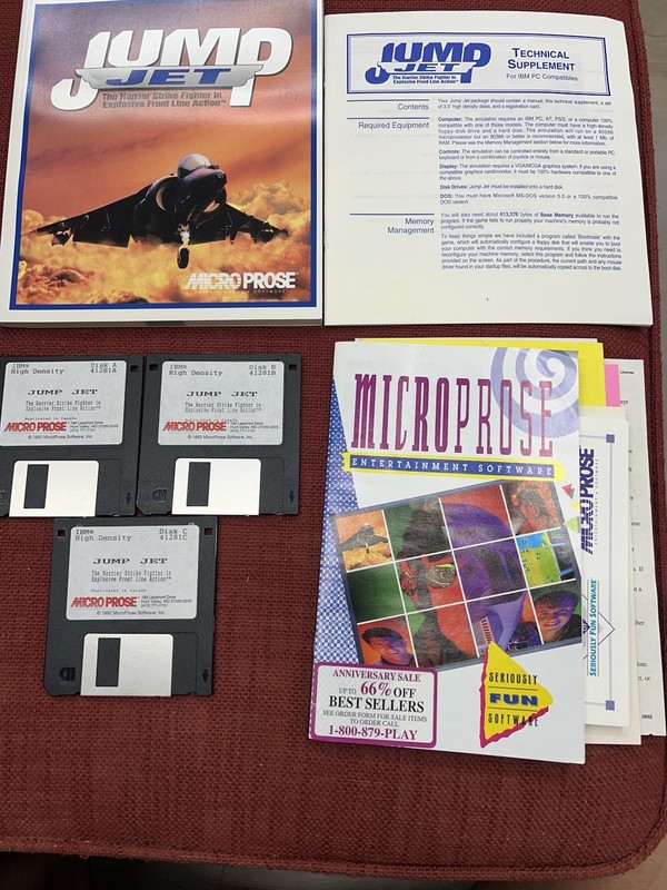 Microprose Jump Jet Computer Game On 3.5" Floppy disks Only What's Pictured