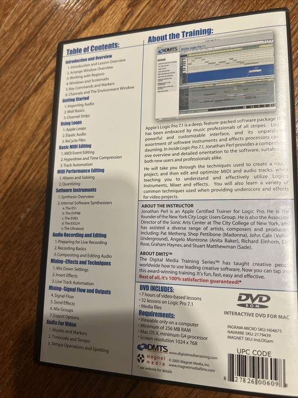 Inside Logic Pro 7.1 (DVD-Rom 2005) Apple Training DMTS gallery