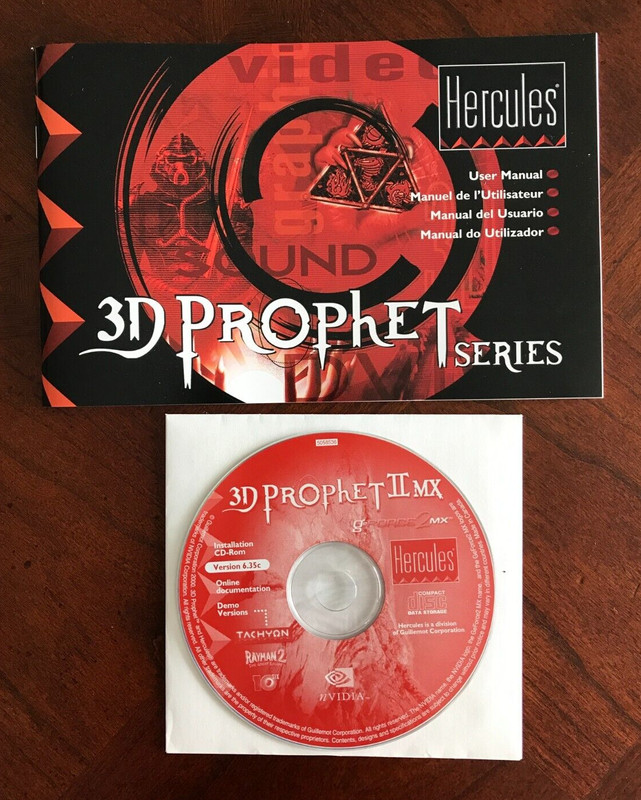 2001 Hercules User Manual & 3D Prophet II MX Geforce2 w/Demos Install CD ROM