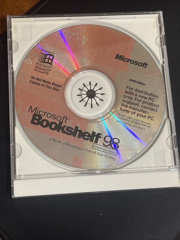 Microsoft Bookshelf 98 Reference Library CD Rom 1998 Edition