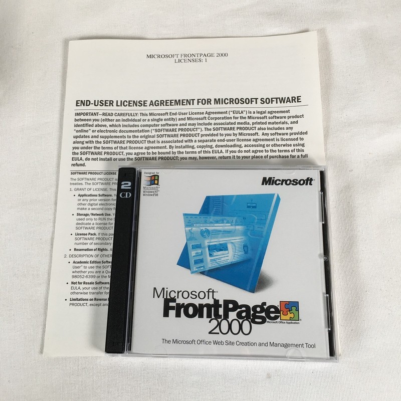 Microsoft Front Page 2000 2 CDs w/Product Key 1 License New gallery