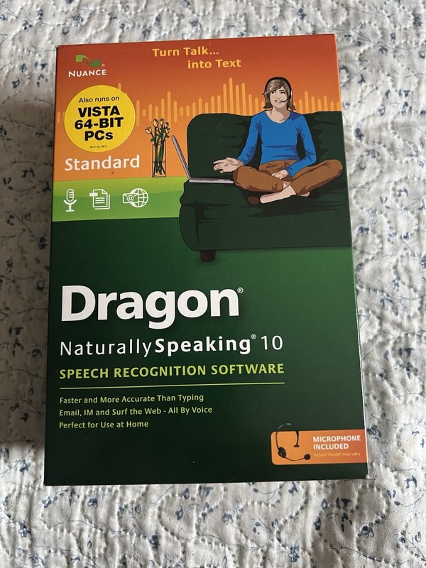 NEW! Dragon NaturallySpeaking 10 Speech Recognition Software w Microphone