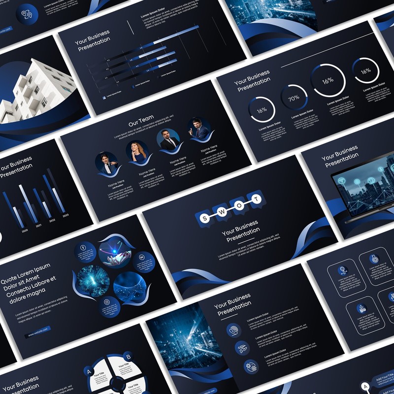 Navy PowerPoint Template 2025 – Minimalist Business & Dark Blue Slides