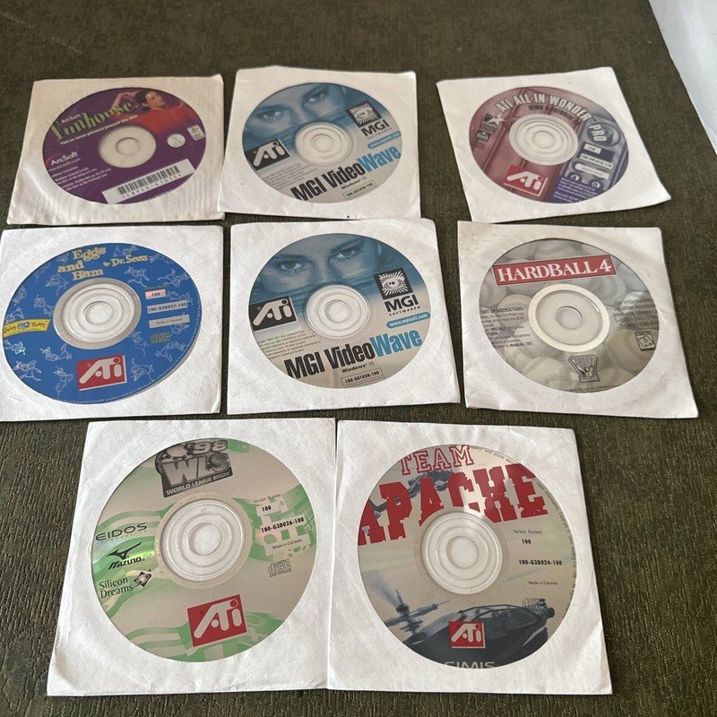 Lot Of Computer Software CD ATI -8 Cd Mixed Lot W/ Microsoft CDs