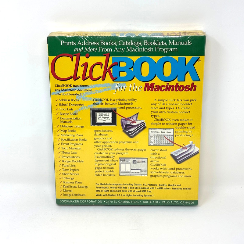 Vintage 90s Sealed Clickbook 1.2 for the Macintosh Software - Bookmaker gallery
