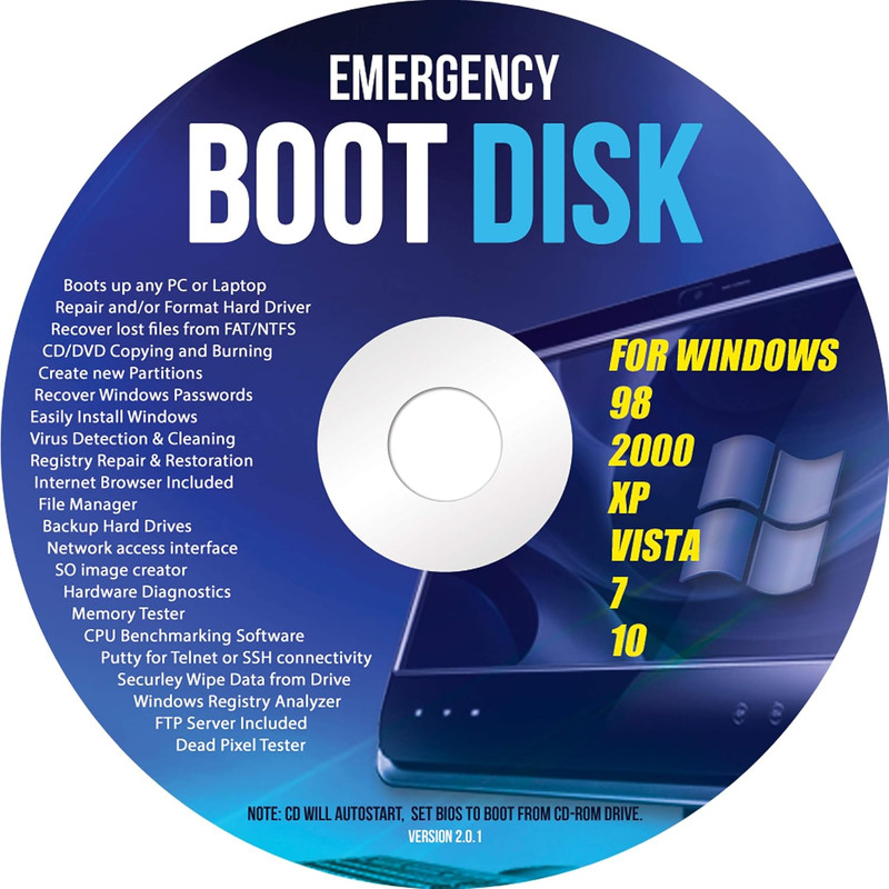 Ralix Windows Emergency Boot Disk - for Windows 98, 2000, XP, Vista, 7, 10 PC Re gallery