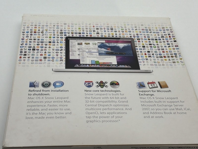Apple Mac OS X Snow Leopard 10.6.3 Family Pack Install DVD Complete Box Set gallery