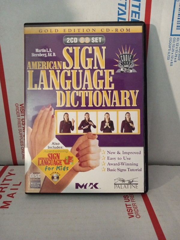 American Sign Language Dictionary Gold Edition CD-ROM Good Used ~ Shelf119